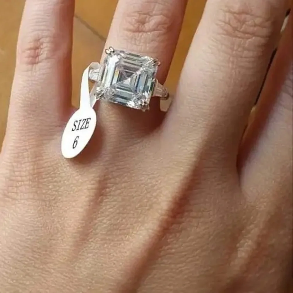 5.62ct  Exaggerated Hip Hop Bolt Bling Silver Pinky Ring Asscher Cut Men's